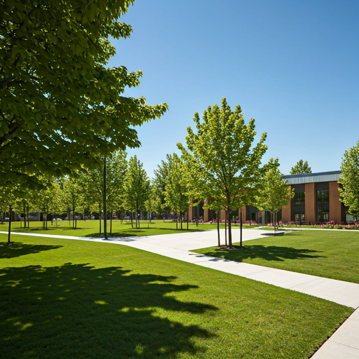 Sunlit public park and community center representing municipal recreation services